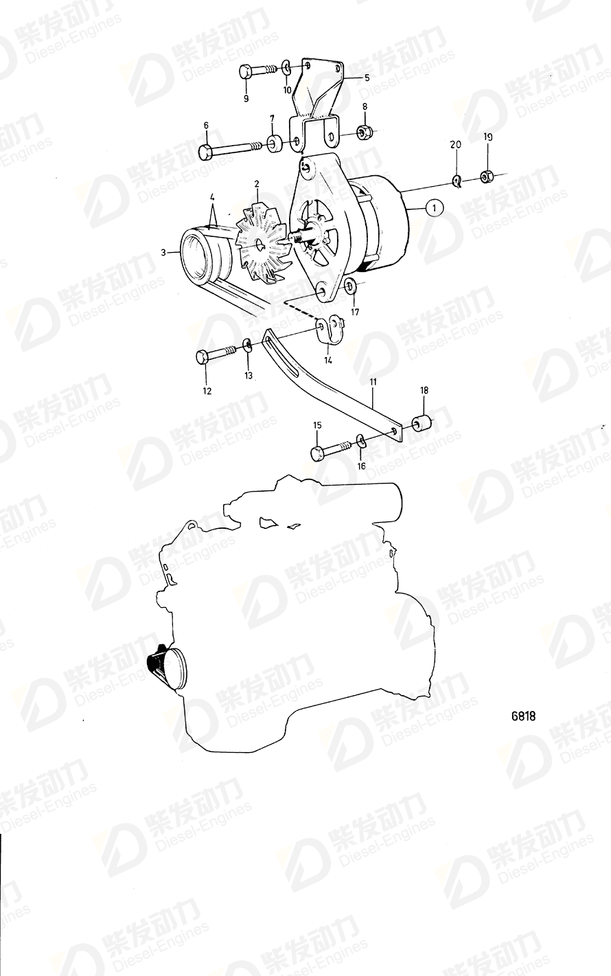 VOLVO Tensioner 807186 Drawing